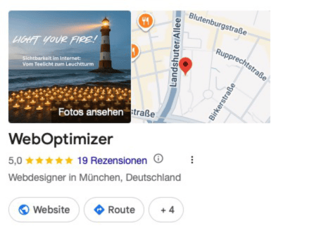 Google-Unternehmensprofil von WebOptimizer München